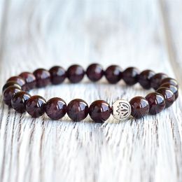 MG0744 Woman's A Grade Garnet Bracelet Natural Gemstone Good Luck Bracelet Lotus Flower Charm Yoga Energy Bracelet288g