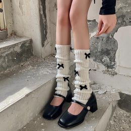 Women Socks Lolita JK Girls Cute Bowknot Kawaii Long Stockings Autumn Winter Cotton Knitted Foot Cover