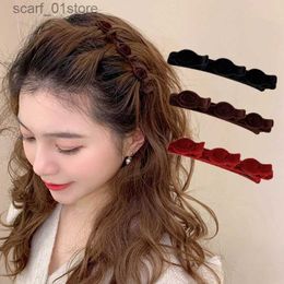 Headwear Hair Accessories Flocked Bangs Hair Clip Black Headwear Women Cute Barrettes Hairgrip Alice Braided Fashion Hairpins Hair AccessoriesL231214