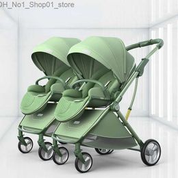 Strollers# New Twins Baby Stroller Splitable Shock Absorption Multiple Stroller Lightweight Folding Sit and Lying Two-way Baby Carriage Q231215