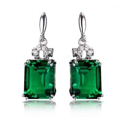 Silver Colour 925 Emerald Jewellery Earrings for Women Peridot Mystic Jade Bizuteria Gemstone Garnet Emerald Drop Earrings Female11906