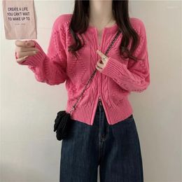 Women's Knits Korean Style Double Zipper Women Sweater Autumn Winter O-neck Long Sleeve Knitted Cardigans Chic Solid Ladies