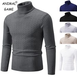 Men's Thermal Underwear High Neck Sweater Solid Color Pullover Knitted Warm Casual Turtleneck Sweatwear Woolen Mens Winter Outdoor Tops 231213