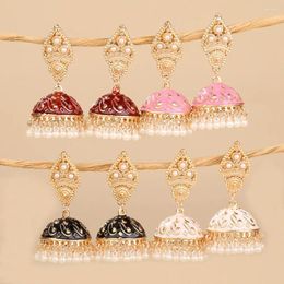 Dangle Earrings FEEHOW Style Bell Tassel Faux Pearl Colourful For Women Geometric Peacock Pendant Earring Party Jewellery