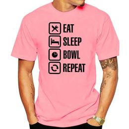 Other Sporting Goods Oversized Eat Sleep Bowl Repeat Bowling Tee Men's Custom Printed Short Sleeved Pure Cotton Crew Neck Tshirt 231213