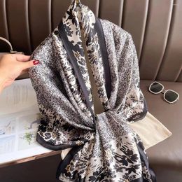 Scarves Luxury Silk Scarf Women Foulard Pashmina Shawls Lady Wraps Female Beach Pareo Stoles Bandana Designer Brand Long