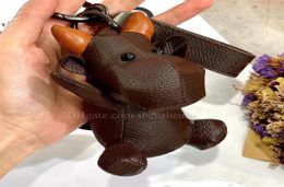 3D Cartoon Animal OX Designer Keychain PU Leather Cow Key Chain Key Rings Car Handbag Keychain with Gift Box4640523