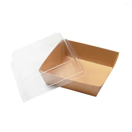 Dinnerware Cup Cake Boxes And Packaging Box For Cookies Clear Lid Greaseproof Kraft Paper Sandwich Containers Home Cafe