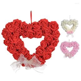 Decorative Flowers Valentine's Day Simulated Rose Garland Romantic Love Outdoor Wedding Scene Layout Props Heart Shaped Red