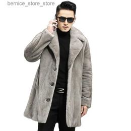 Men's Fur Faux Fur S-6XL New Fashion Autumn and Winter Clothing Men's Wear Long Mink Fur Coat Q231212