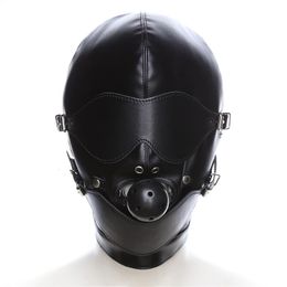 Adult Toys Erotic Mask Cosplay Fetish Bondage Headgear With Mouth Ball Gag BDSM Erotic Leather Hood For Men Women Adult Games Sexy Mask 231214