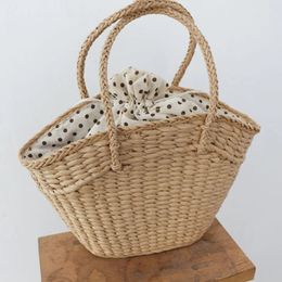 Shopping Bags Hand Woven Women's Tote Bag Large Capacity Knitted Handbag Handmade Summer Beach Bags Female Bohemian Straw Bag Shopping Basket 231213