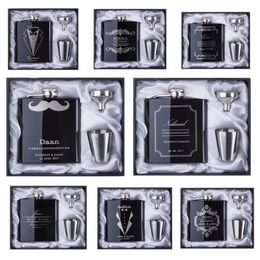 Hip Flasks Groomsman gift Personalised Engraved 6OZ Flask 188 Stainless Steel With White Black Box Gift Wedding Favours 231213