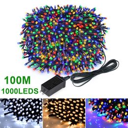 Christmas Decorations Waterproof Fairy Lights Outdoor 100m 50m 30m 20m 10m For Garden Christmas Wedding Decoration 100-1000 Leds Led Lights String 231214