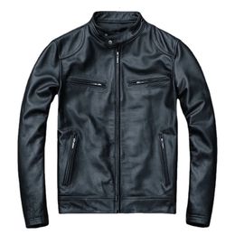 Men's Leather Faux Leather Spring Motorcycle Genuine Leather Jacket Men Cowhide Slim Short Coat Motor Biker Racer Natural Calf Skin Clothes Size S-5XL 231213