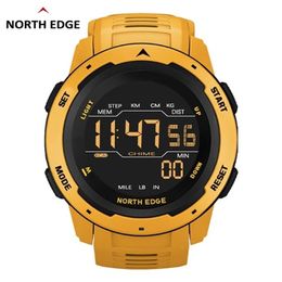 NORTH EDGE Men Digital Watch Men's Sports es Dual Time Pedometer Alarm Clock Waterproof 50M Military 220212223R