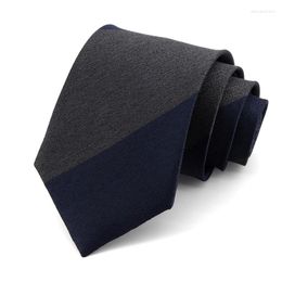 Bow Ties 8 CM Wide Grey Blue Striped Dresses Necktie For Men Business Fashion Formal Work Cravat With Gift Box