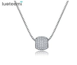 Pendant Necklaces LUOTEEMI Women Tops Fashion White GoldColor Scolar Vintage Full CZ Paved Spinner Ball Pendants Classic Jewelr8945460