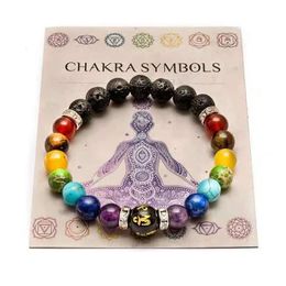 Beaded Strands 7 Chakra Bracelet With Meaning Cardfor Men Women Natural Crystal Healing Anxiety Jewellery Mandala Yoga Meditation269f