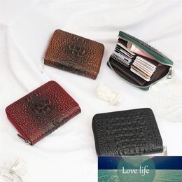Crocodile Pattern First Layer Cowhide Card Holder Anti-Theft Swiping Cross-Border Supply Large Capacity Zipper Double Layer Passpo2831
