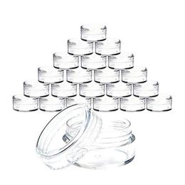 40#100 Pcs 3 Gram Clear Plastic Jewelry Bead Makeup Glitter Storage Box Small Round Container Jars Make Up Organizer Boxes & Bins268P