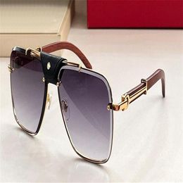 New fashion design square sunglasses 8200768 metal frame cut lens black calfskin bridge simple and popular style outdoor uv400 pro260E