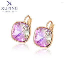 Hoop Earrings Xuping Jewellery Store Arrival Charm Gold Plated Square Chinese Crystal For Women Girl Jewellery Gift X000803409