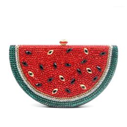 Watermelon Pattern Evening Bag Diamond Crystal Clutch Bag Lovely Fruit Ladies Party Purse1313W