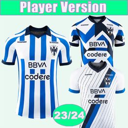 23 24 Monterrey R.FUNES MORI M.MEZA J.CAMPBELL Mens Player Version Soccer Jerseys Home Blue Away White 3rd Football Shirt D.VERGARA Short Sleeve Uniforms