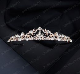 Vintage Rose Gold Color Rhinestone Crown Water Drop Shape Tiara Luxury Handmade Women Headband Bride Hair Accessories9722923