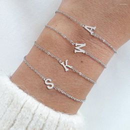 Charm Bracelets Classic Stainless Steel A-Z Initial Bracelet Women Simple 26 Letter O-chain For Jewelry