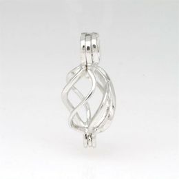 925 Silver ed Cage Locket Sterling Silver Pearl Crystal Gem Bead Cage Pendant Mounting for DIY Fashion Jewellery Charms2853