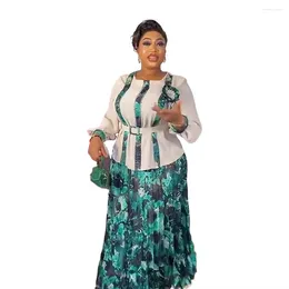 Ethnic Clothing Womens Dresses African For Elegant Dashiki Tops Print Skirt Large Size Matching Sets Chic And Dress Gala Pleated South