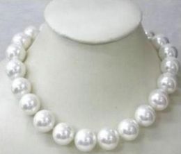 Classic Beaded Necklace 14mm South Sea Round White Shell Pearl Necklace 18inch 925 Silver Accessories5796938