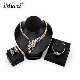 iMucci Individuality New Women Golden Colour Tiger Shape Wild Style Jewellery Sets Necklace Earring Bracelet Party Accessories231u