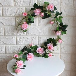 Decorative Flowers 115cm Artificial Flower Rose Vine Real Touch Hanging Plants Ivy Garland Silk Wedding Birthday Decor Home Garden Wall