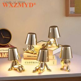 Night Lights Thinkers Lamp Italian Little Golden Man Night Lights Touch Table Lamp Bedside Coffee Shop kid's Room Decor Holiday Gift YQ231214