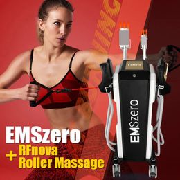 EMSzero 2 in 1 Roller Massage Machine EMSlim Building Muscle Stimulator Peach Hip 4 handles RF Slim EMS Body Sculpting 13 Tesla HIEMT Slimming Equipment