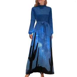 Casual Dresses The Desert At Night Dress Milky Way Kawaii Maxi Korean Fashion Boho Beach Long High Waist Pattern Vestido