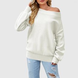 Women's Sweaters Off Shoulder Knit Sweater For Women Sexy Solid Color Shirt Korea Fashion Versatile Autumn Clothes Tops