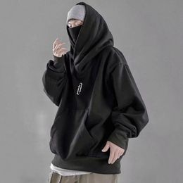 Mens Hoodies Sweatshirts Autumn Winter Turtleneck Hoodie Solid Color Hooded Long Sleeve Oversized Hip Hop Streetwear Male Ninja Style Oversize Sweatshirt 231214