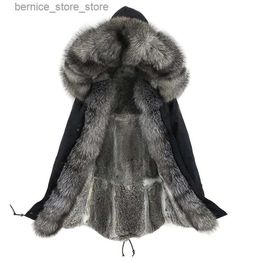 Men's Fur Faux Fur LaVelache Winter Real Fur Coat Long Parka Men Real Rabbit Fur Liner Natural Fur Collar Hooded Thick Warm Male Jacket Q231212