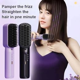 Hair Straighteners Lazy Hair Straightener Wireless Hair Comb Mini USB Rechargeable Fast Heating Straightening Brush for Home Travel C4A8 231213