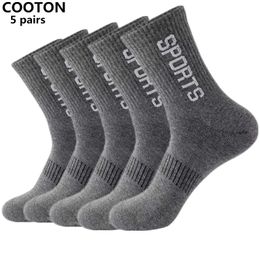 Sports Socks 5 Pairs HighQuality Black Running Outdoor Men's Cotton Dress Casual Stockings Men Gift 231213