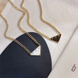 Classic Designer Triangle Pendant Necklace Black White Luxury Style Charm Women Necklace Spring Girl Family Love Birthday Gift Necklace Stainless Steel Long Chain