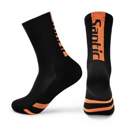Sports Socks Santic Cycling Outdoor Riding MTB Bike High Bombs Breathable QuickDry Leisure Men Women Bicycle Equipment 231213