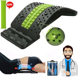 Back Massager 4 Level Back Massager Magnetic Therapy Back Stretcher Neck Stretch Massage Tools Lumbar Support Pain Relief Back Stretcher 231214