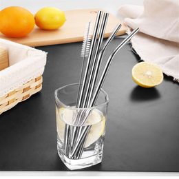 Reusable Bent Straight Stainless Steel Straws Metal Straw Cocktail Drinking Straw for 30oz Tumbler Party Bar Accessories274v