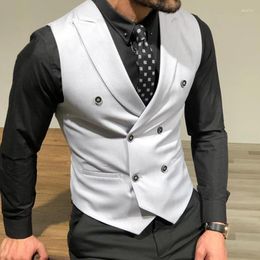 Men's Vests 2024 Man Business Vest Jackets Men Casual Simple Slim Wedding Waistcoat Outwear Winter Double Breasted Coats