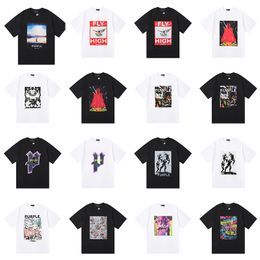 Kith Designer t Shirt Purple Mens High Street Couple Luxury Letter Womens All-match Clothes Washed Fabric Printing Black White Casual Fashion Tee